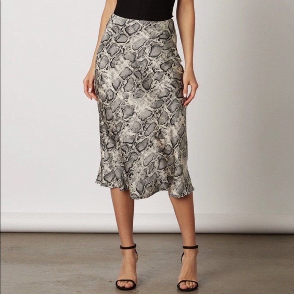 Snake Print Satin Midi Skirt-size Small